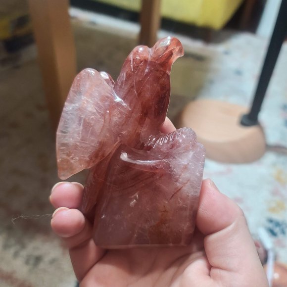 Hematoid (Fire Quartz) Eagle Crystal Carving - Picture 3 of 4